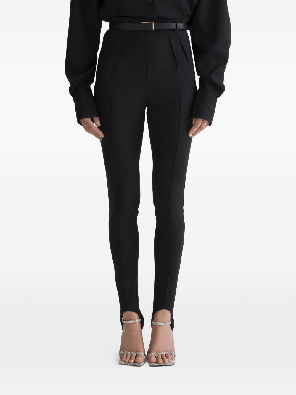 Leggings a vita alta con staffe in nero Mugler - donna 
