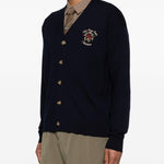 Cardigan con bottoni e ricamo di rose in blu Drole de monsieur - uomo 