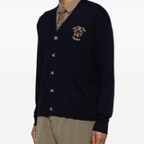 Cardigan con bottoni e ricamo di rose in blu Drole de monsieur - uomo 