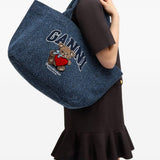 Borsa tote con stampa in blu Ganni - donna 