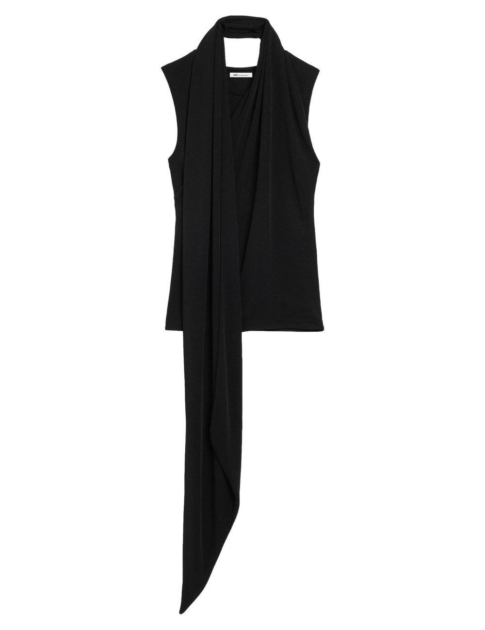 Top Lavalliere con foulard in nero 