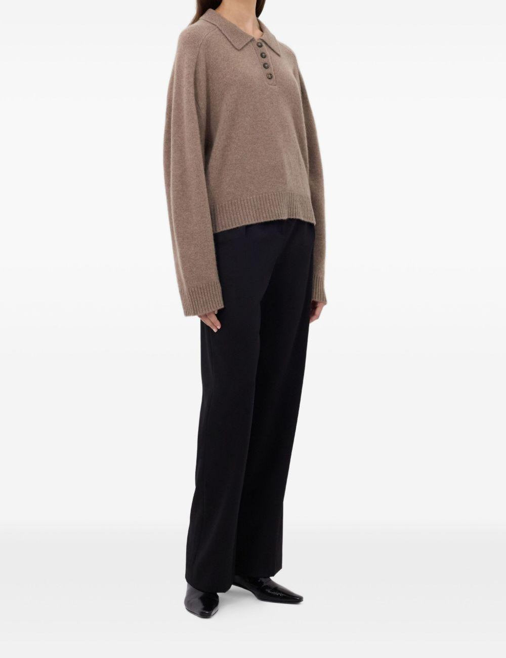 Maglione Polo boxy in beige Loulou De Saison - donna 