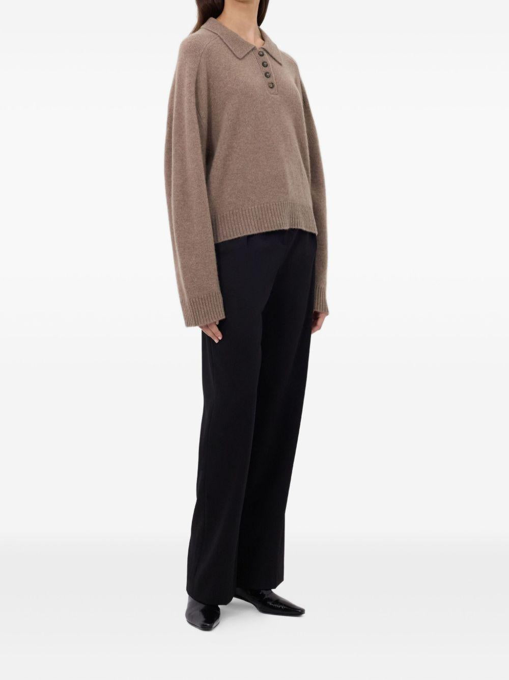 Maglione Polo boxy in beige Loulou De Saison - donna 