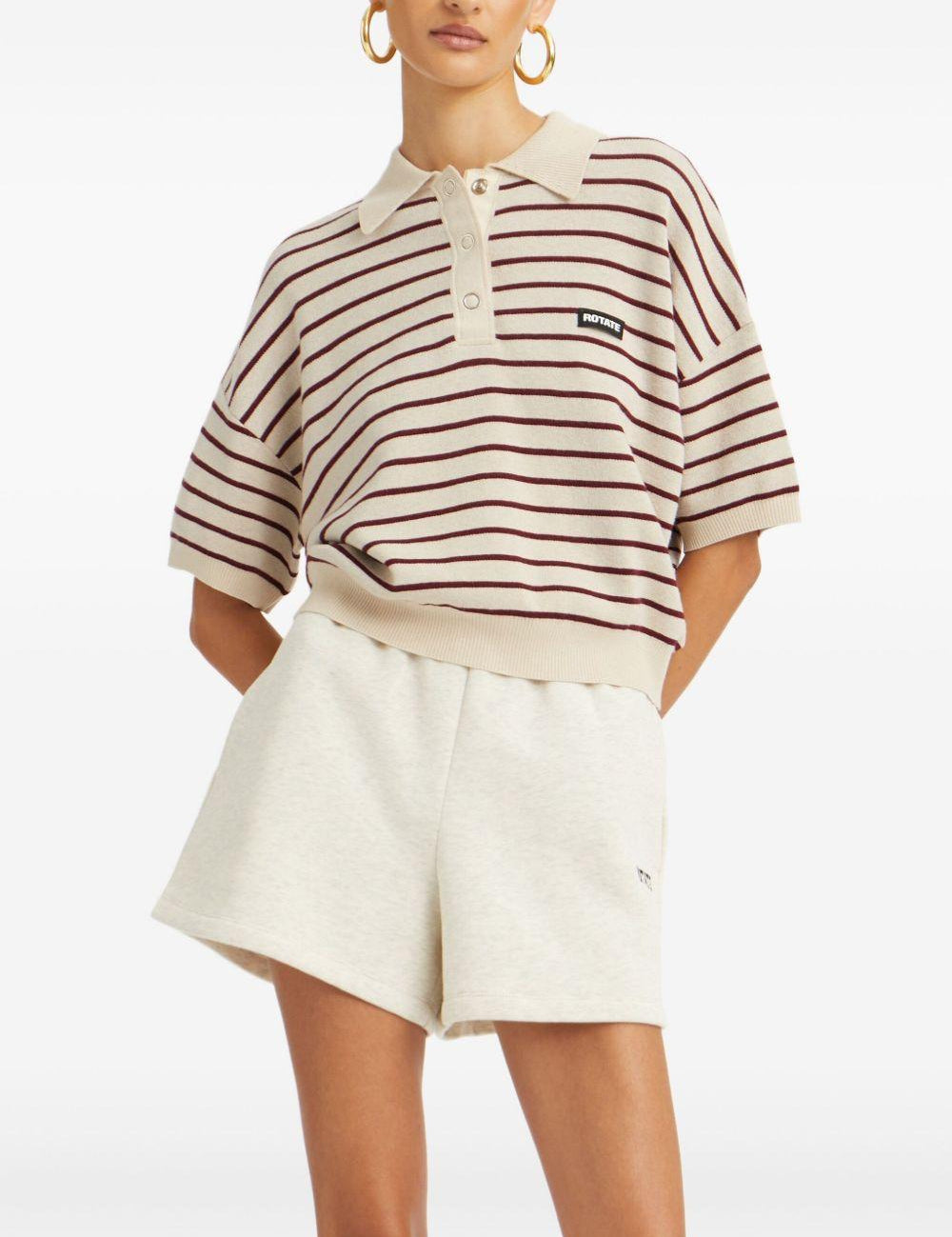 Polo con logo a righe in beige 