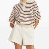 Polo con logo a righe in beige 