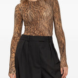 Body con stampa animalier in marrone Mm6 maison margiela - donna 