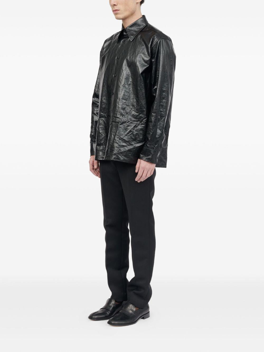 Camicia con finitura lucida in nero Mm6 maison margiela - uomo 