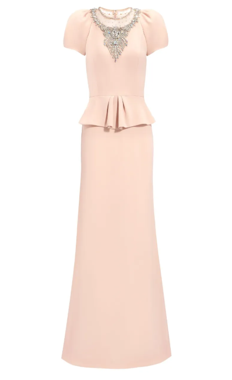 Abito lungo nocturne con cristalli in rosa Jenny packham - donna 