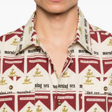 Camicia a maniche corte con stampa in beige e rosso Carne bollente - uomo 