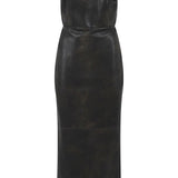 Abito senza spalline in pelle in marrone Alex perry - donna 