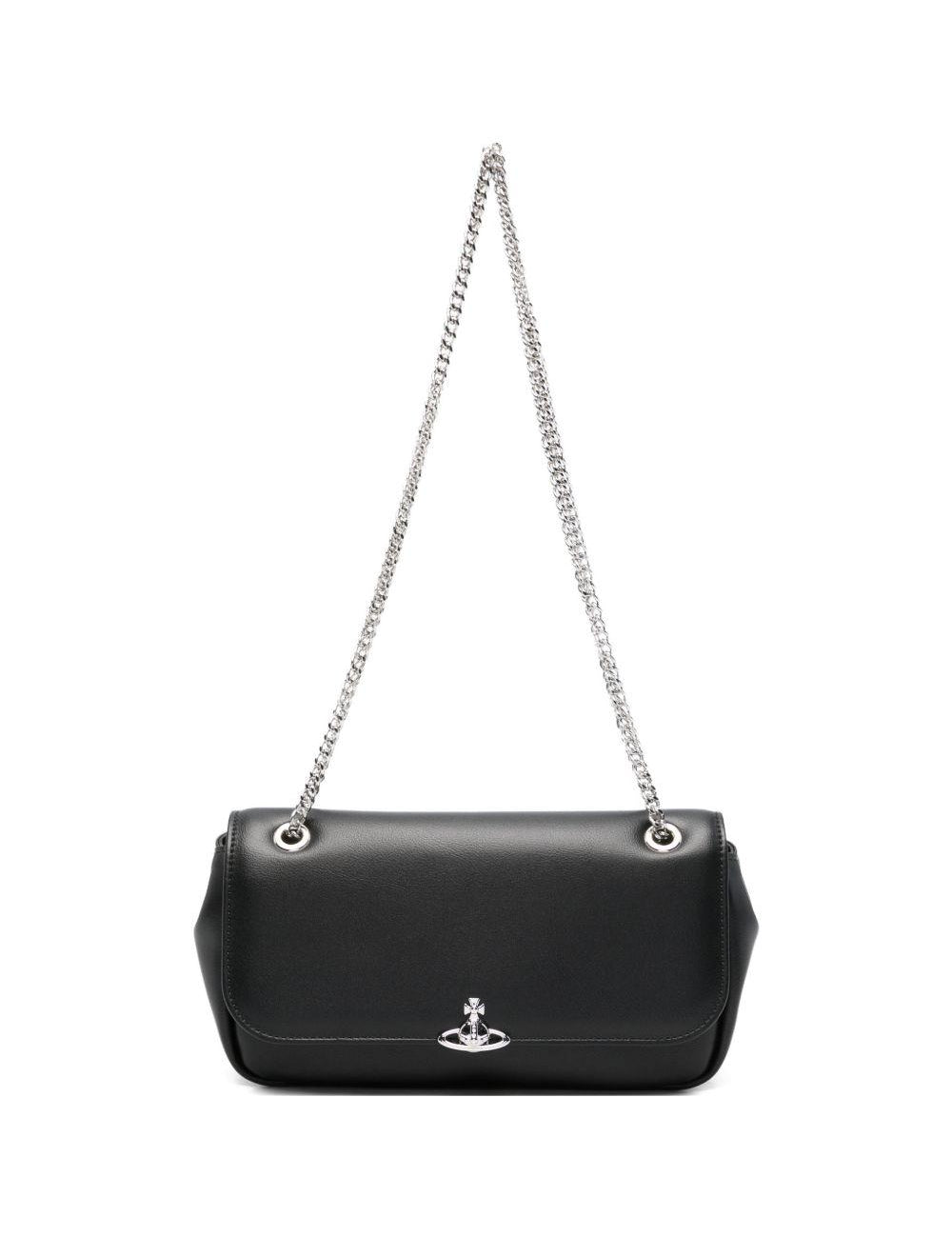 Borsa a spalla con catena in nero 