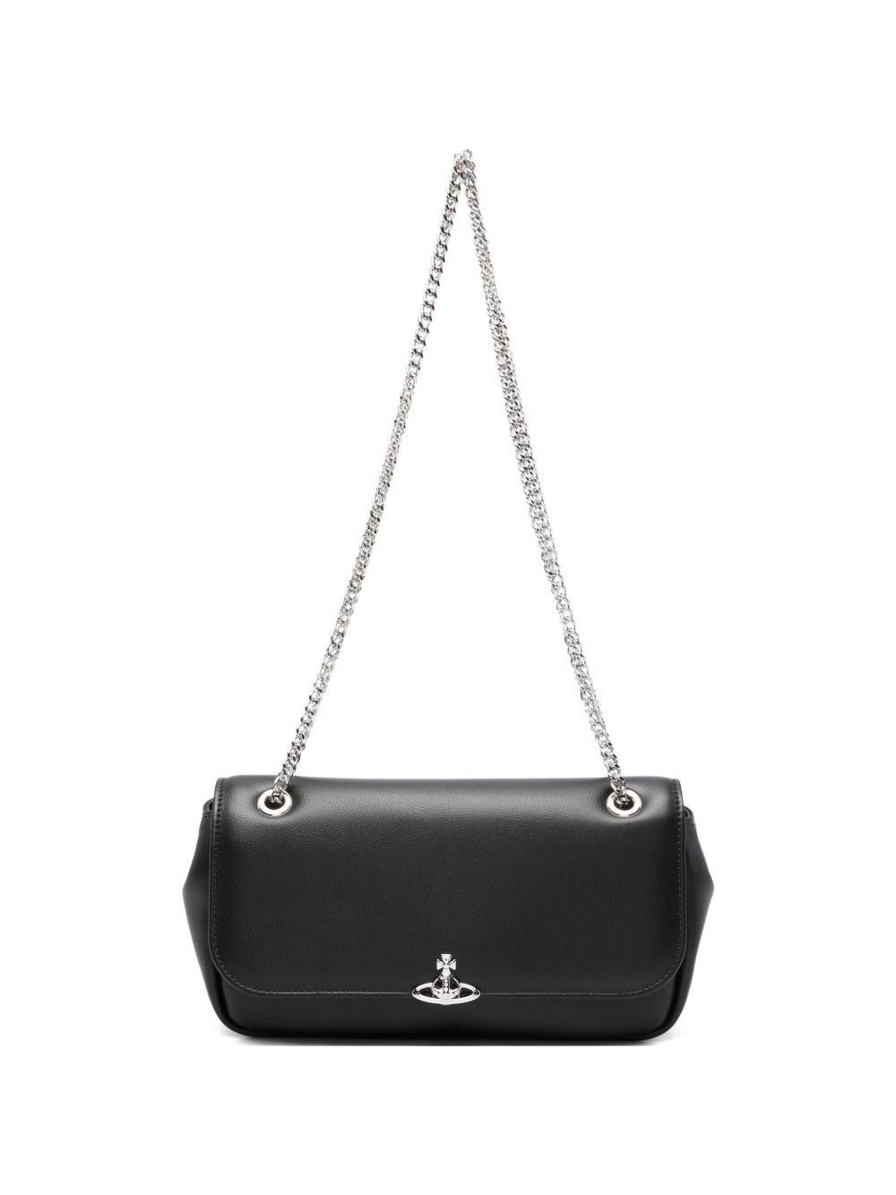 Borsa a spalla con catena in nero 