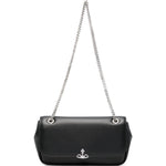 Borsa a spalla con catena in nero 