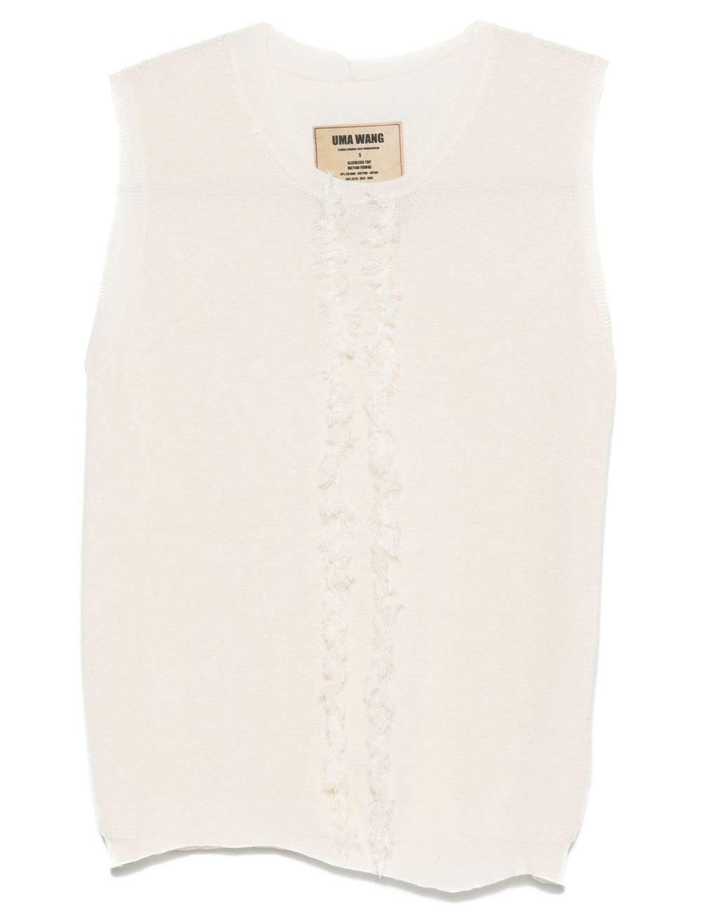 Top con scollo a v con frange in beige Uma wang  - donna 