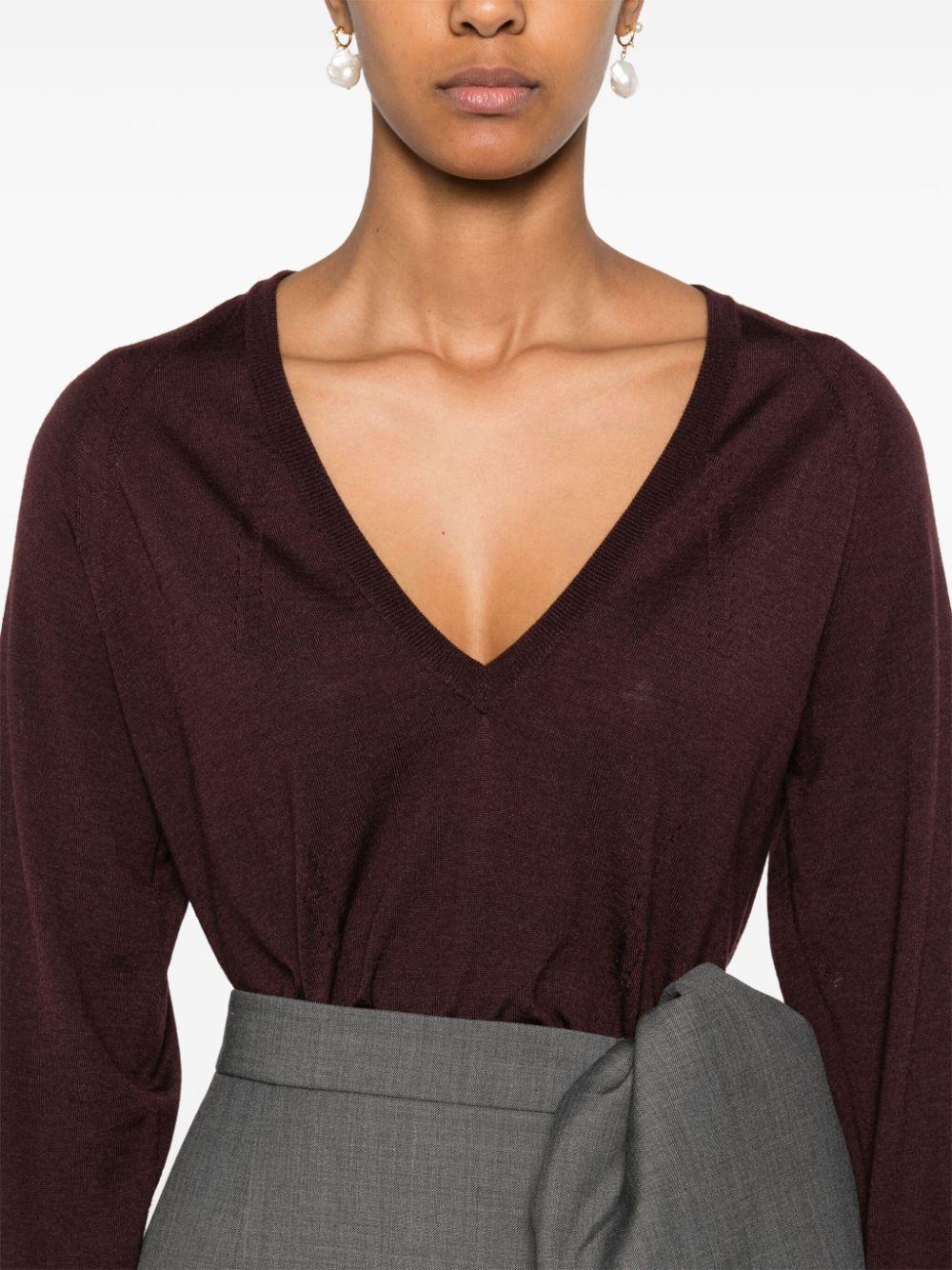 Maglione con scollo a v  in bordeaux Lanvin - donna 