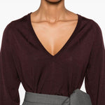 Maglione con scollo a v  in bordeaux Lanvin - donna 