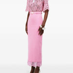Gonna midi con orlo in pizzo rosa Rowen Rose - donna 