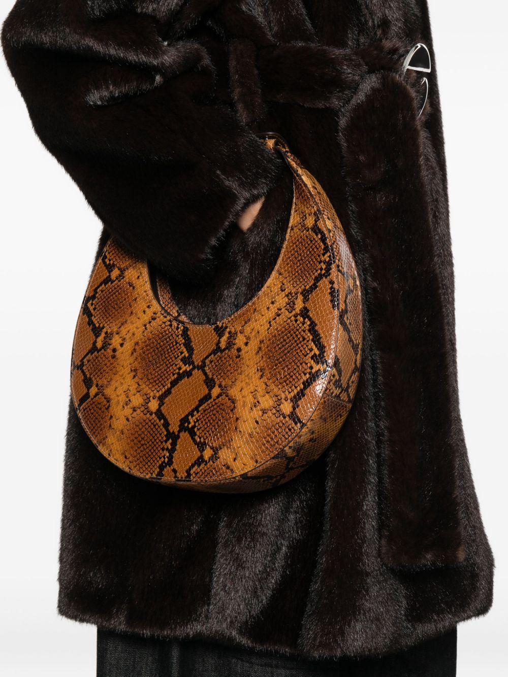 Borsa Moon con effetto pelle di serpente in marrone Staud - donna 