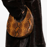 Borsa Moon con effetto pelle di serpente in marrone Staud - donna 