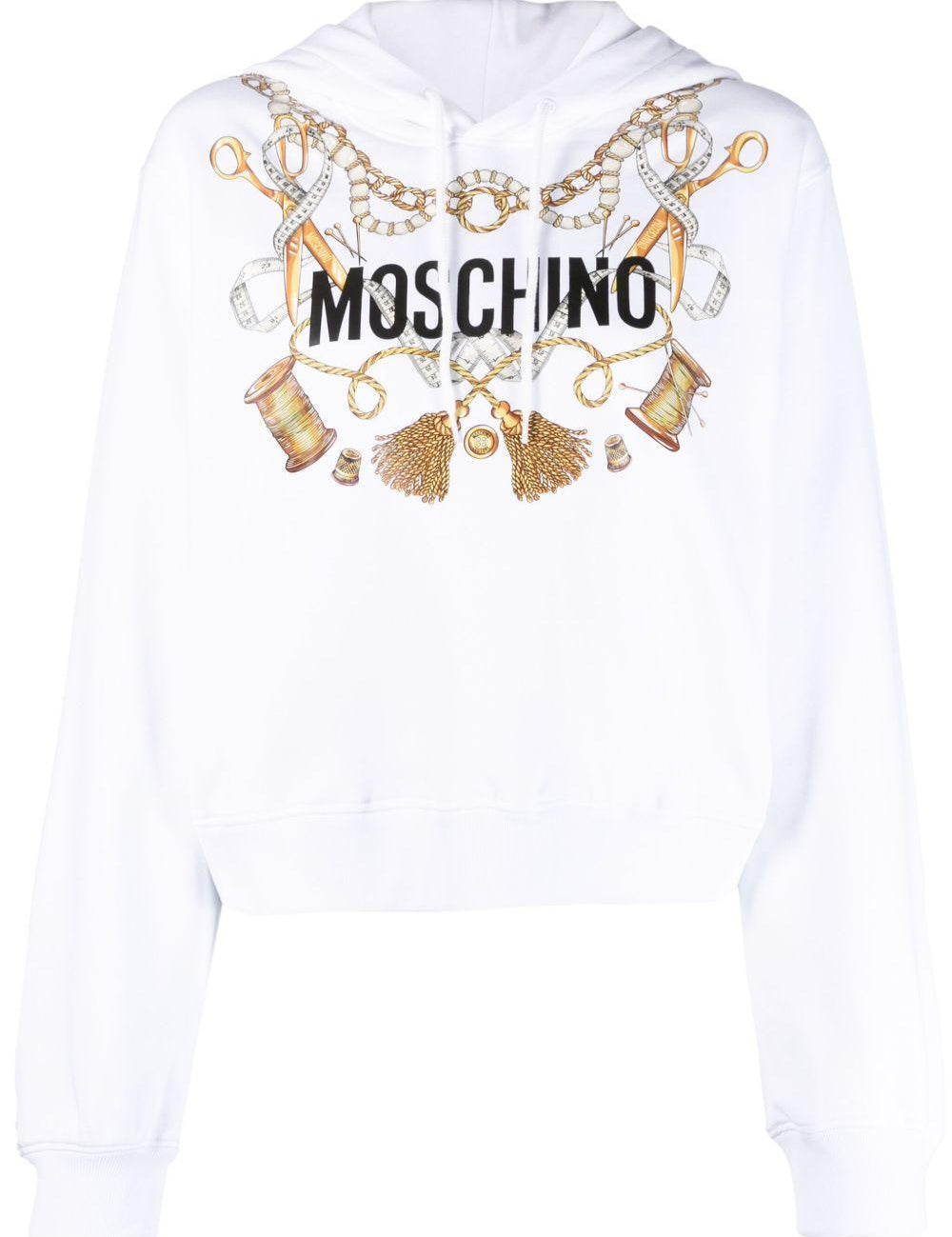 Felpa con cappuccio in bianco Moschino - donna 