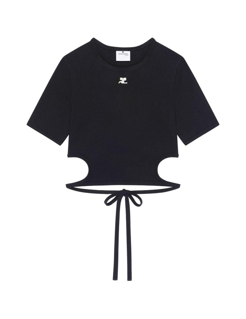 T-shirt con cut-out in nero Courrèges - donna 