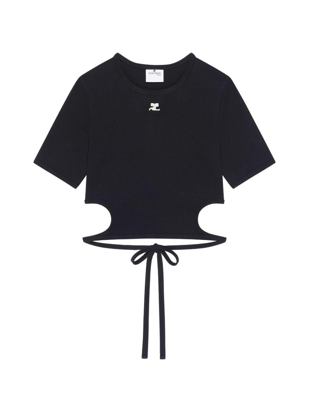 T-shirt con cut-out in nero Courrèges - donna 