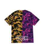 T-shirt in cotone con stampa mimetica in viola A bathing ape - uomo 