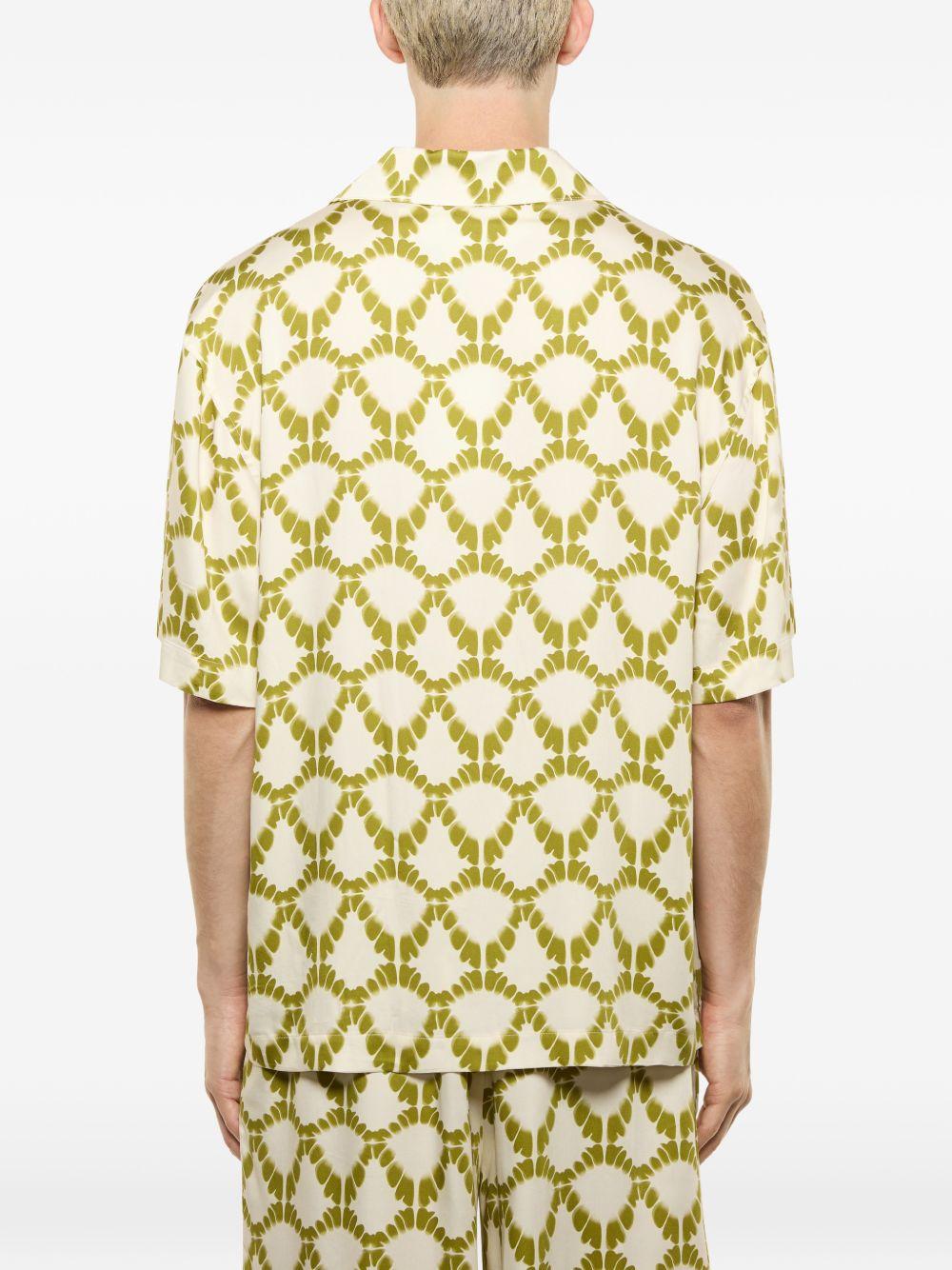 Camicia a fantasia in beige e verde Laneus - uomo 