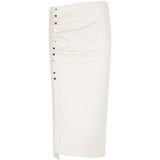 Gonna midi con arricciatura in pelle bianca Rabanne - donna 