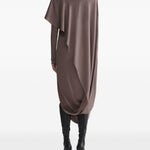 Abito drappeggiato collo alto in marrona taupe Mugler - donna 
