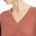 Maglione con scollo a V in arancione Brunello cucinelli - donna 