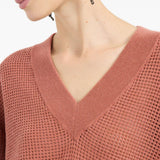 Maglione con scollo a V in arancione Brunello cucinelli - donna 