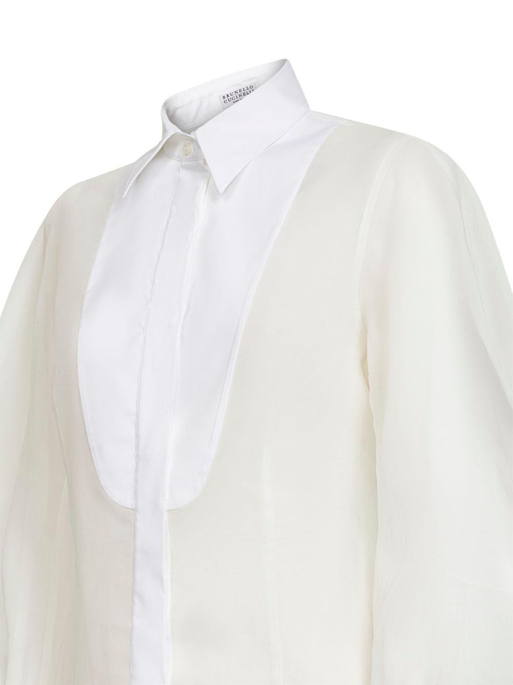 Camicia con maniche bishop in bianco Brunello Cucinelli - donna 