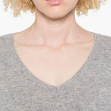 Maglione con scollo a V in grigio Gotha - donna 
