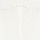 Camicia a maniche lunghe con balza a pieghe in bianco Antonelli - donna 