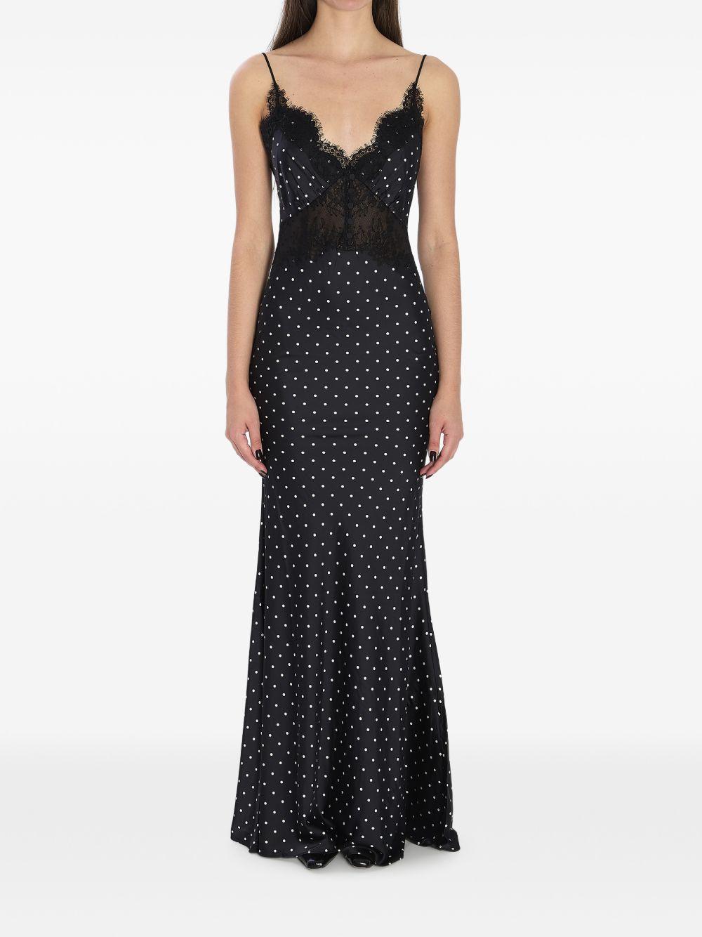 Abito lungo a pois in nero Self - Portrait - donna 
