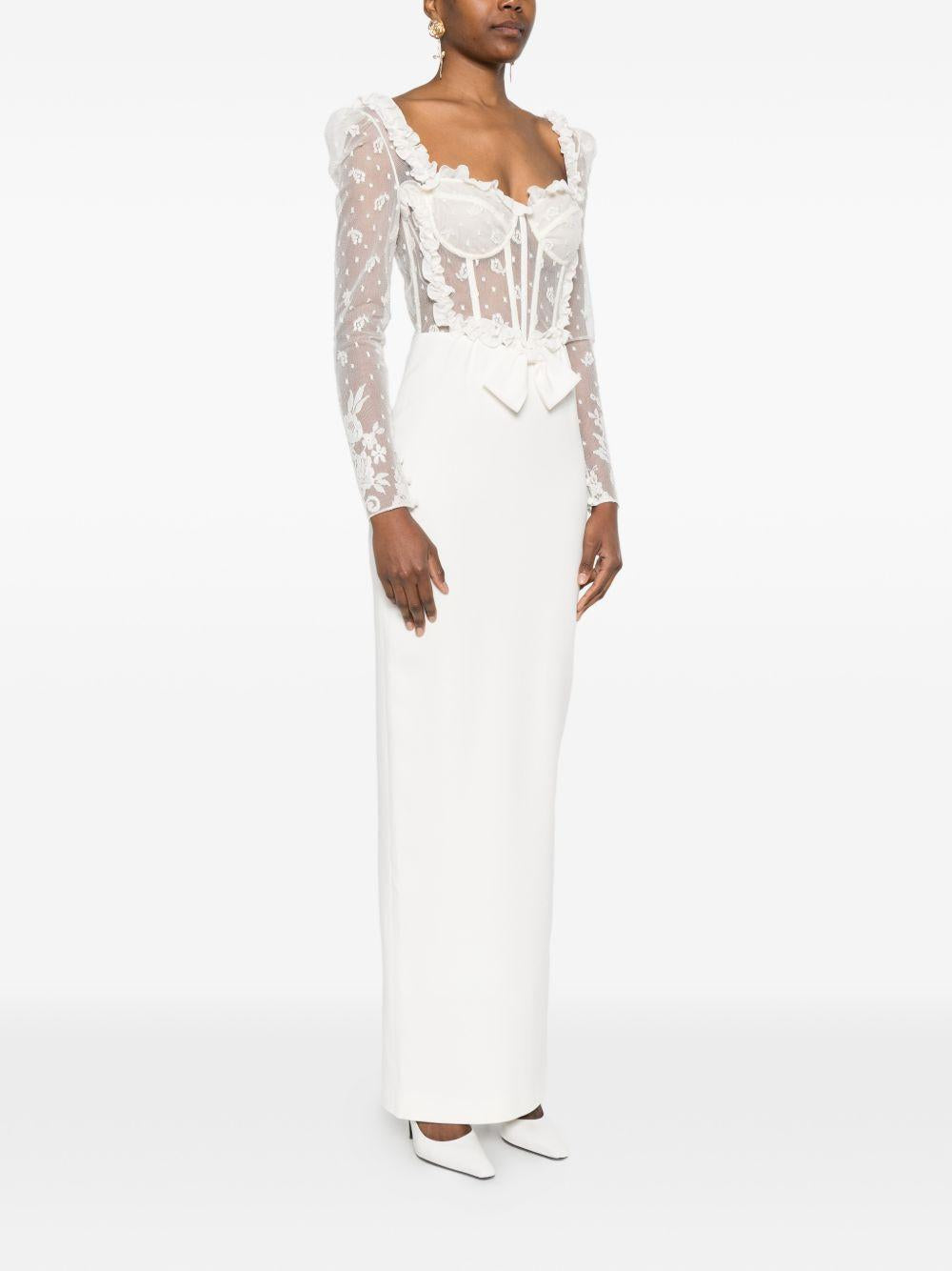 Abito lungo in pizzo bianco Alessandra Rich - donna 