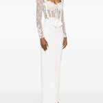 Abito lungo in pizzo bianco Alessandra Rich - donna 