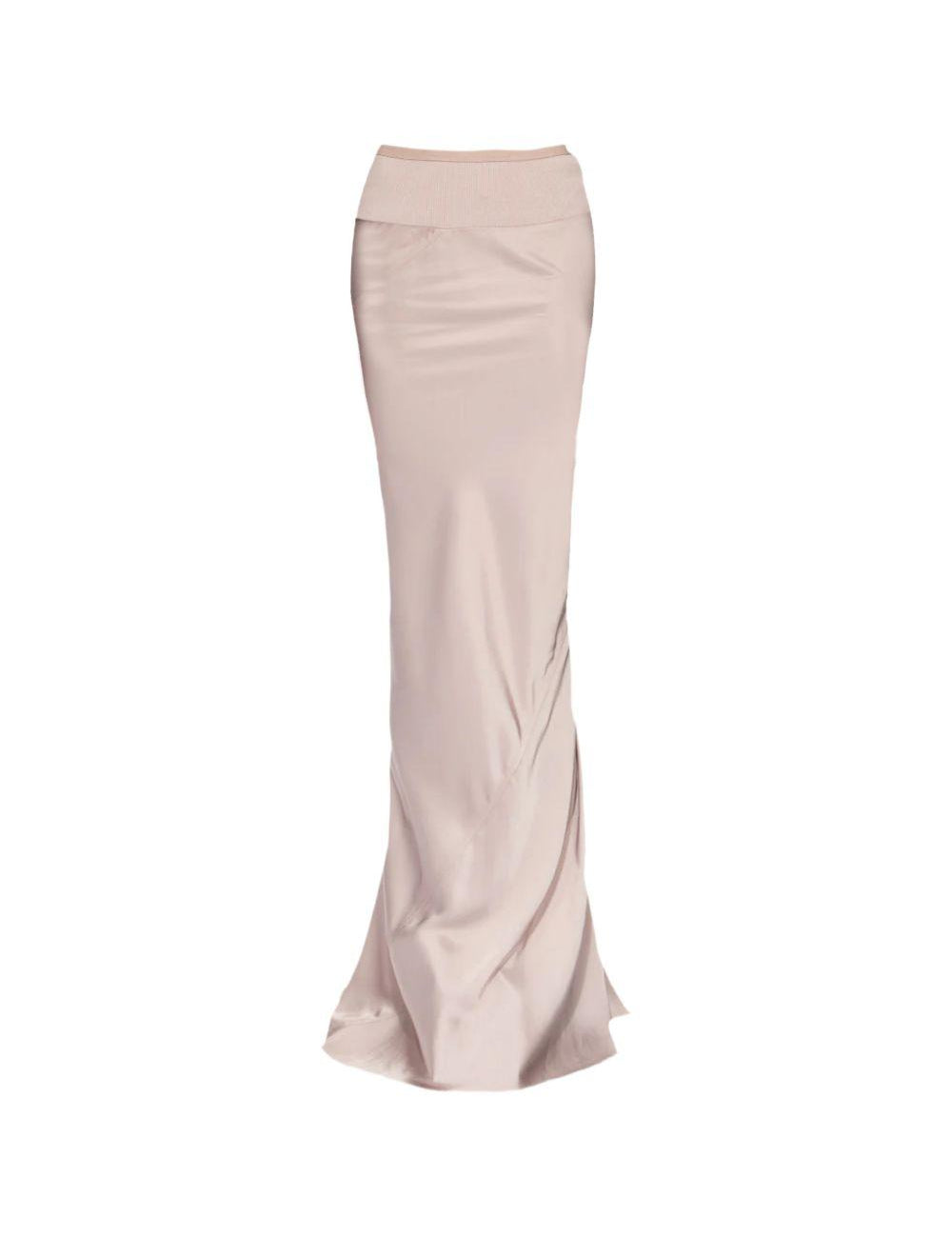 Gonna lunga con finitura satinata in beige 