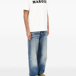 T-shirt in cotone con stampa grafica in bianco Mm6 maison margiela - uomo 
