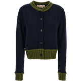 Cardigan con dettagli a contrasto in blu e verde 