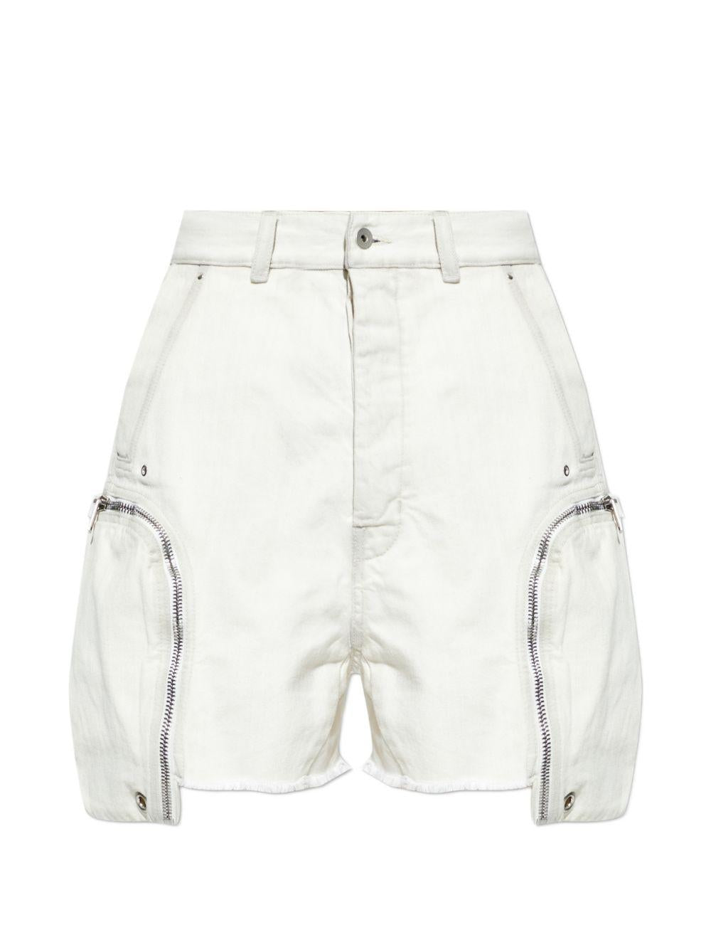 Shorts bauhaus con bordi sfilacciati in bianco Rick owens drkshdw - uomo 