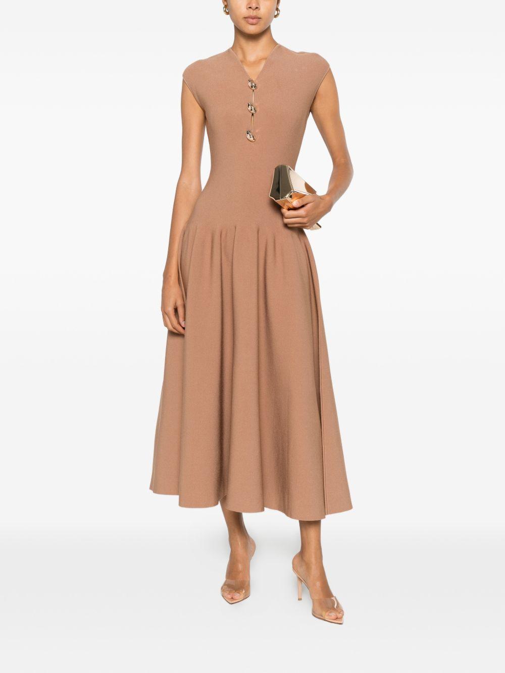 Abito midi con desigh svasato in marrone Roland mouret - donna 