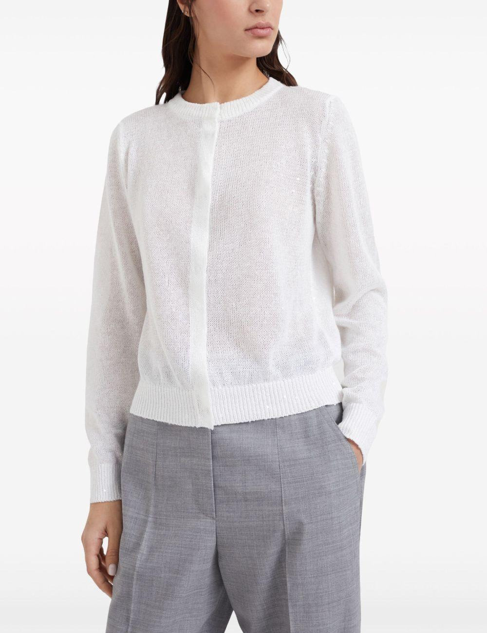 Cardigan con chiusura nascosta in bianco Brunello cucinelli - donna 
