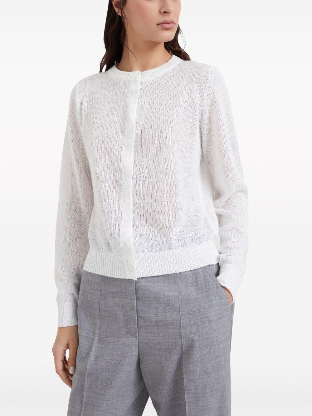 Cardigan con chiusura nascosta in bianco Brunello cucinelli - donna 
