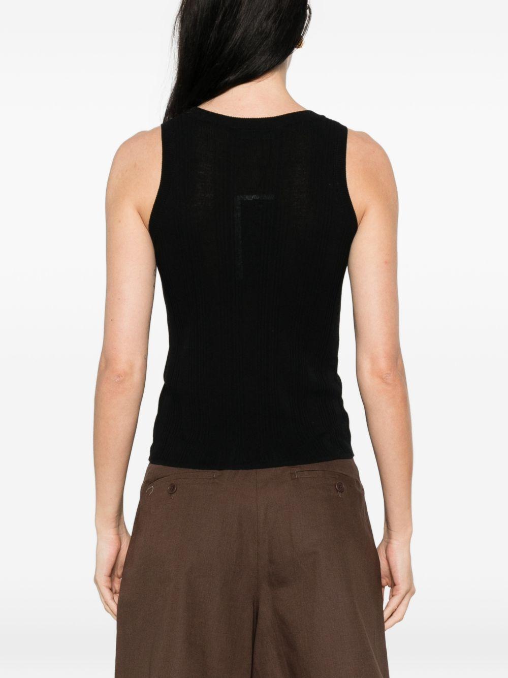 Top a coste con scollo rotondo in nero Maxmara weekend - donna 