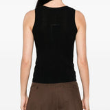 Top a coste con scollo rotondo in nero Maxmara weekend - donna 
