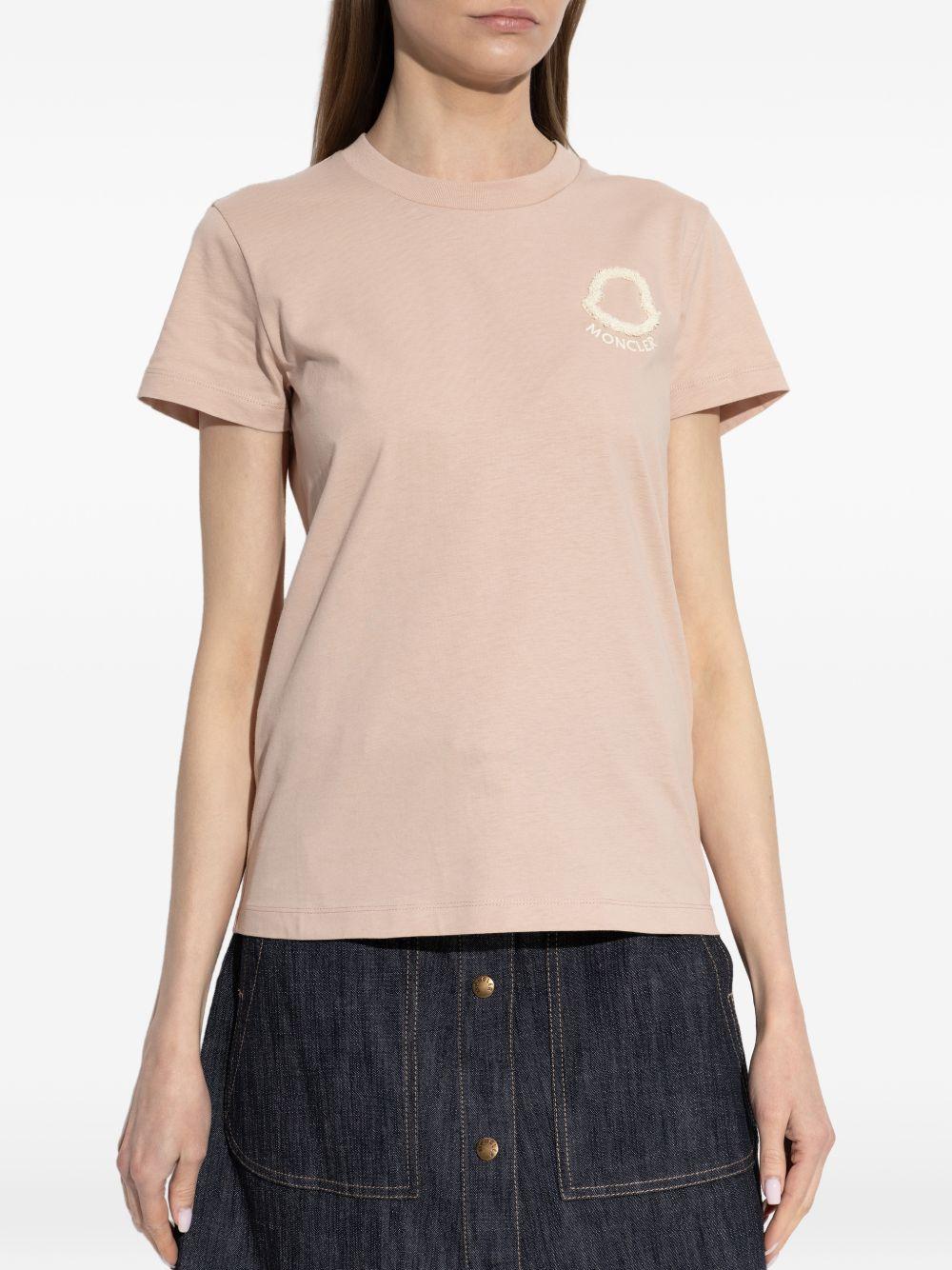 T-shirt con logo applicato in rosa Moncler - uomo 