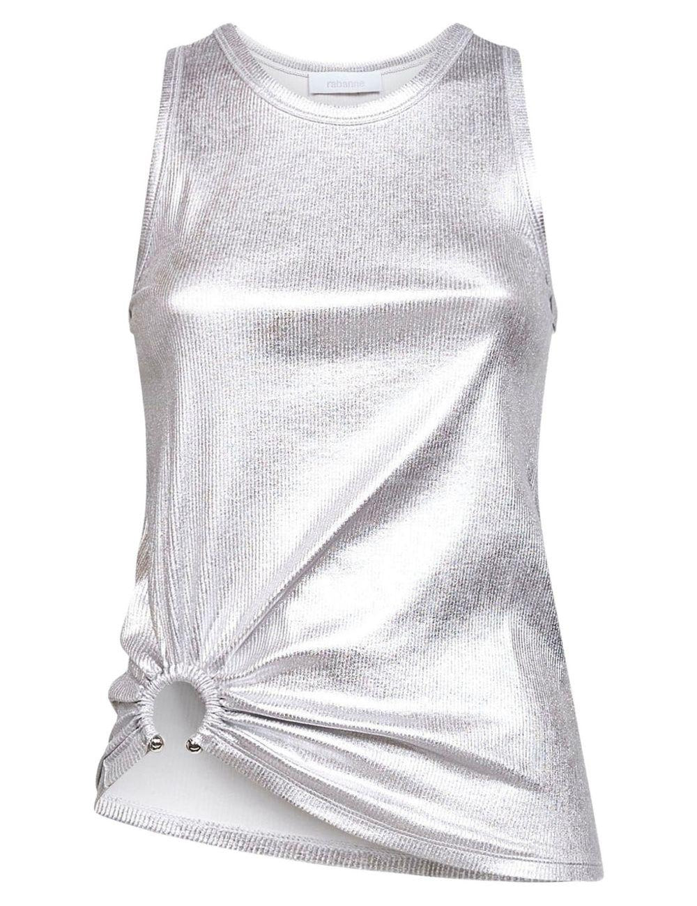 Top con orlo asmmetrico in argento Rabanne - donna 