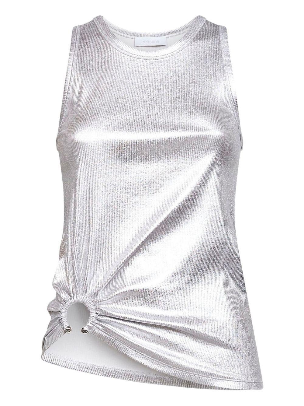 Top con orlo asmmetrico in argento Rabanne - donna 